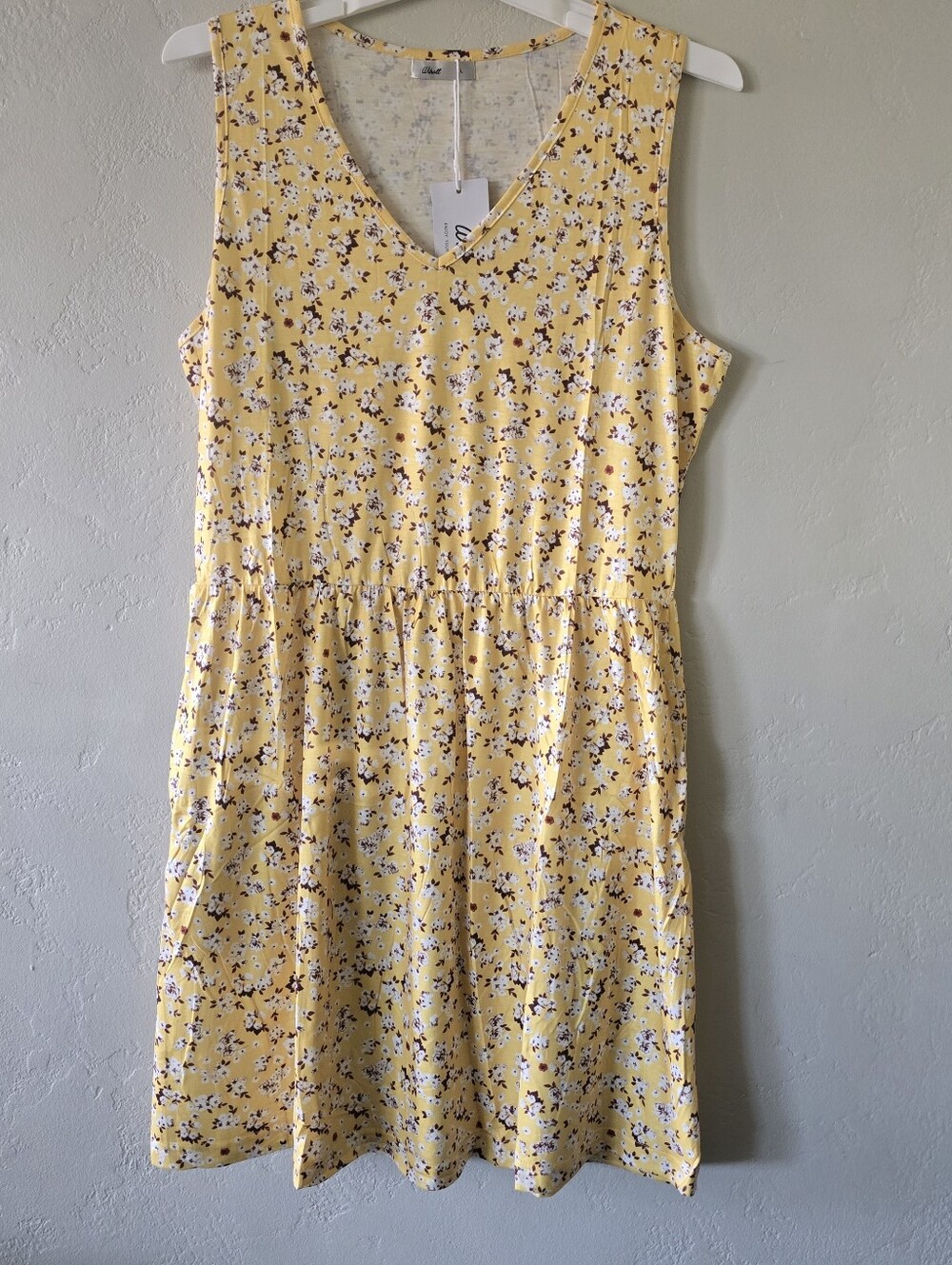 Sleeveless Yellow Floral V-Neck Mini Dress